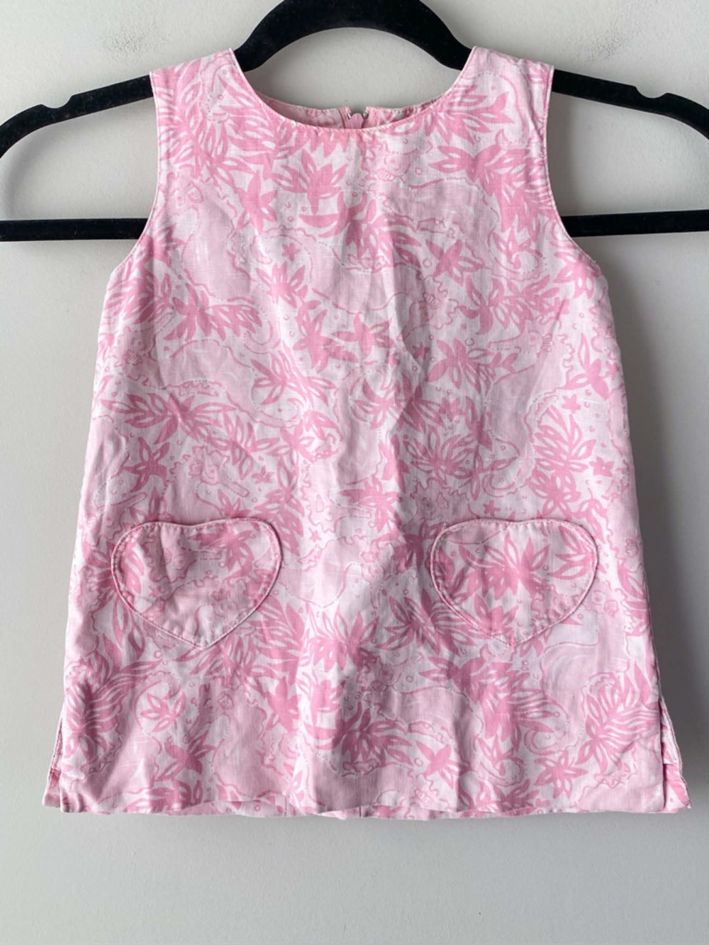 Lilly Pulitzer Vintage Seahorse Print Dress 3T Pink Toddler Heart Pocket Coastal